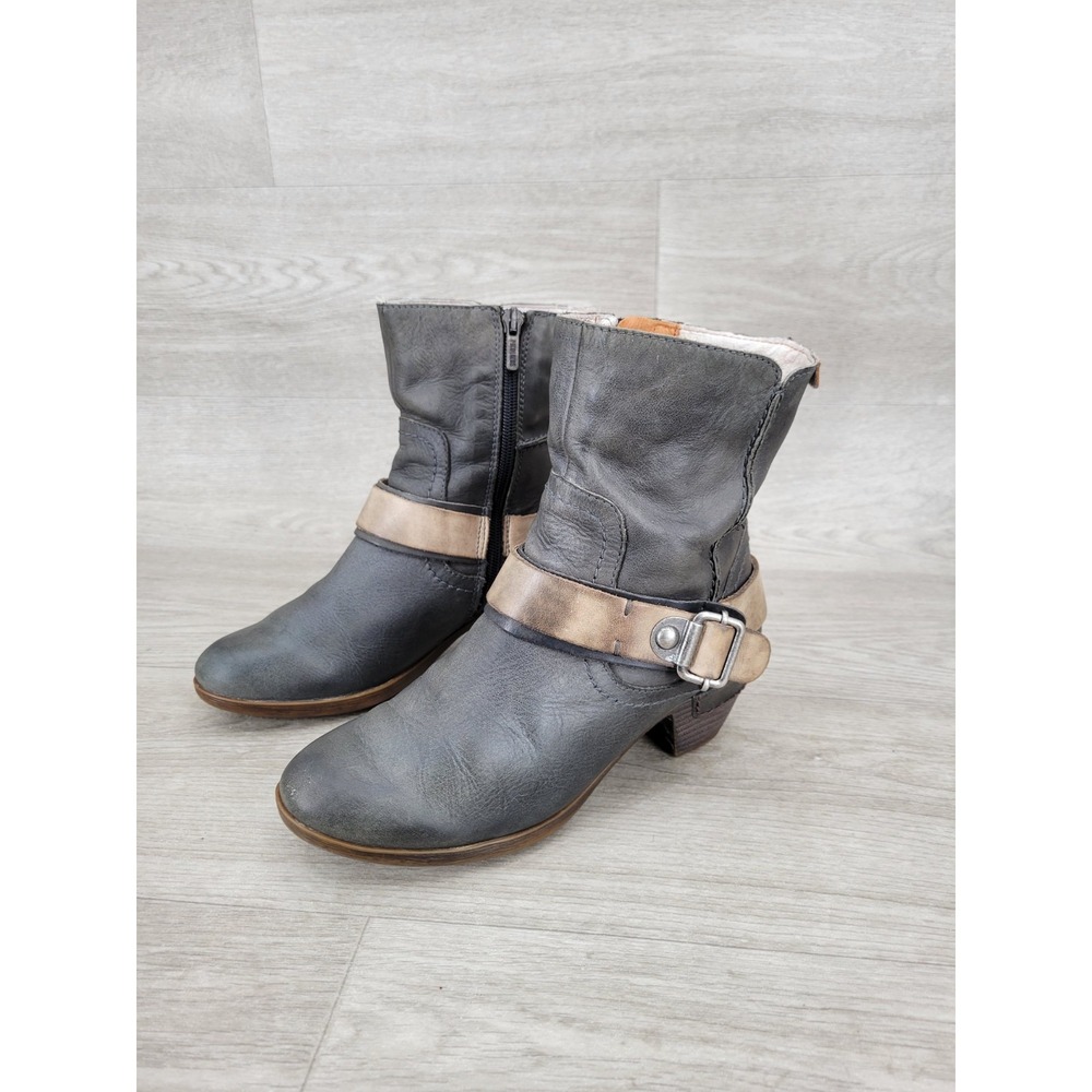 Pikolinos Rotterdam Leather Ankle Boots Gray EUR 35 US 5 Zip Straps